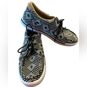 Twisted X Hooey Collaboration Women’s 8.5 Black and White Lace Up Moccasin